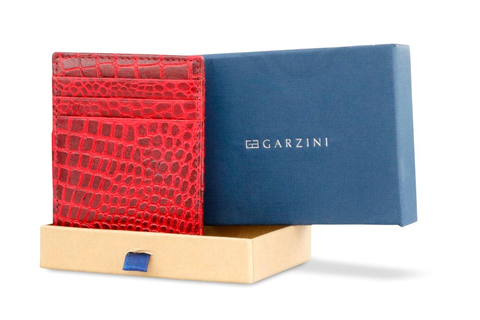 Porte-monnaie Magique RFID Cuir Croco - Garzini - Rouge - 7