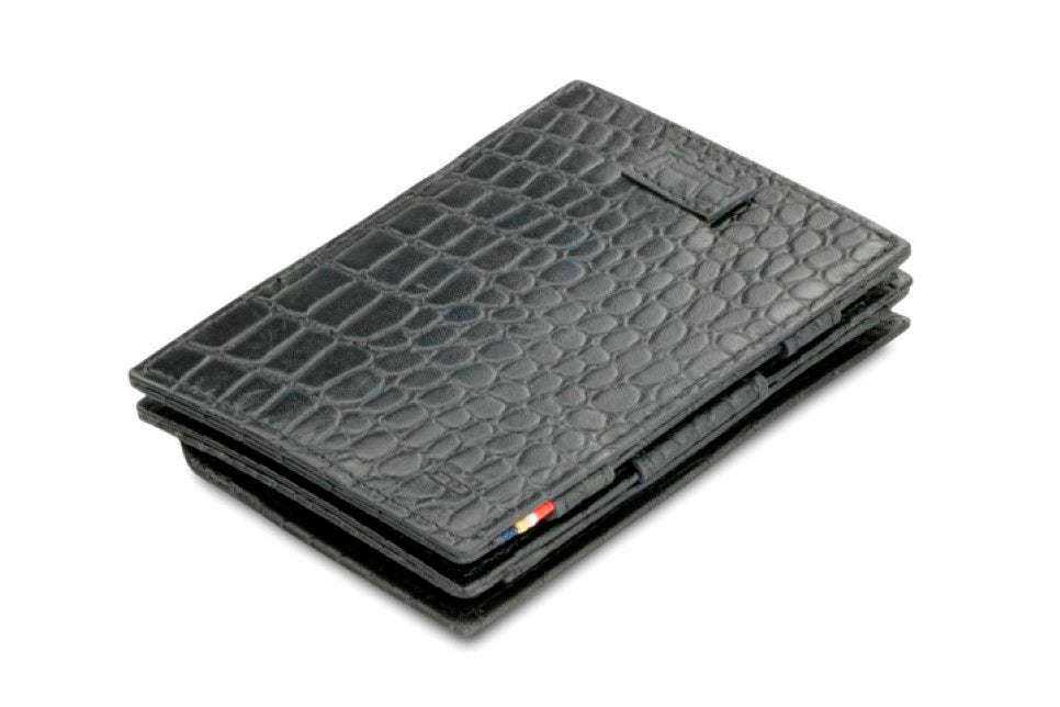 Porte-monnaie Magique RFID Cuir Pochette Carte Croco - Garzini - Noir - 1