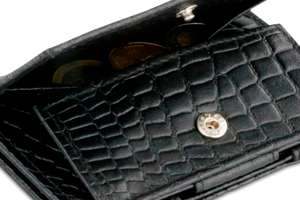 Porte-monnaie Magique RFID Cuir Pochette Carte Croco - Garzini - Noir - 5