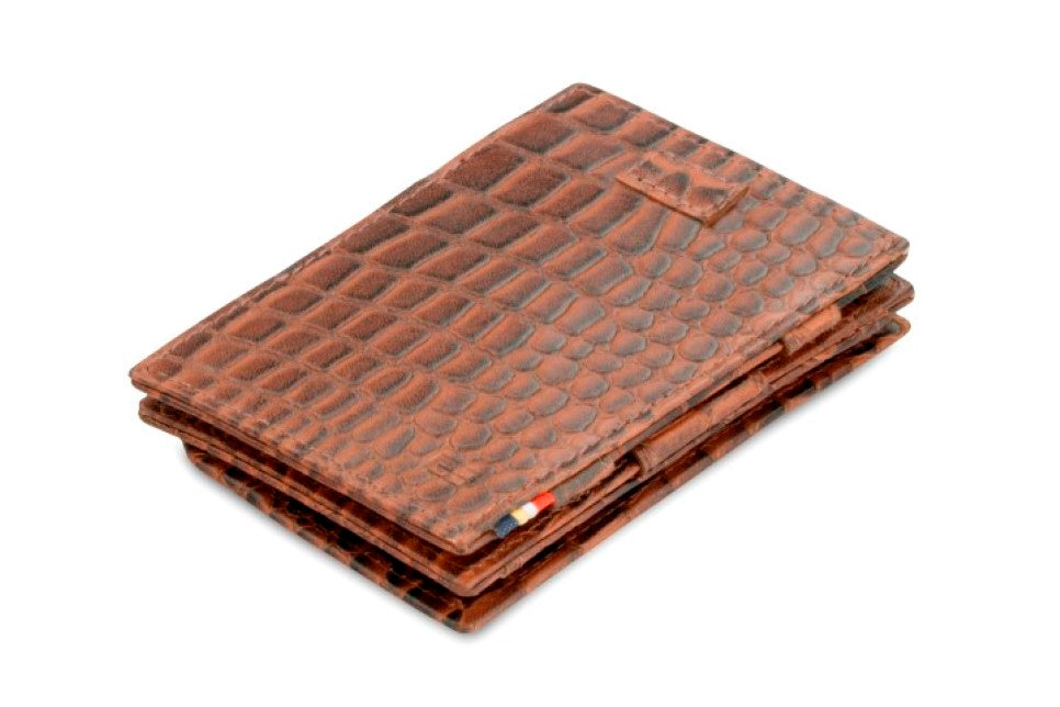 Porte-monnaie Magique RFID Cuir Pochette Carte Croco - Garzini - Brun - 1