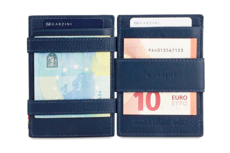 Porte-monnaie Magique RFID Cuir Pochette Carte Nappa - Garzini - Bleu - 6