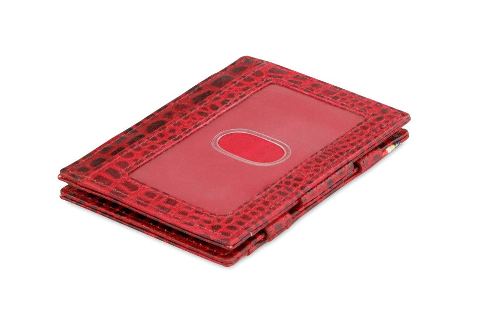 Portefeuille Magique RFID Cuir Fenêtre Croco - Garzini - Rouge - 1