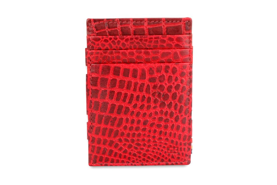 Portefeuille Magique RFID Cuir Fenêtre Croco - Garzini - Rouge - 2