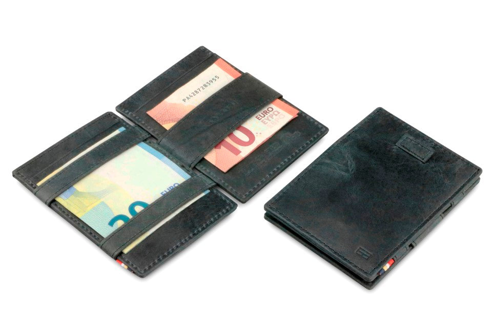 Portefeuille Magique RFID Cuir Pochettes Cartes Brossé - Garzini - Noir - 5