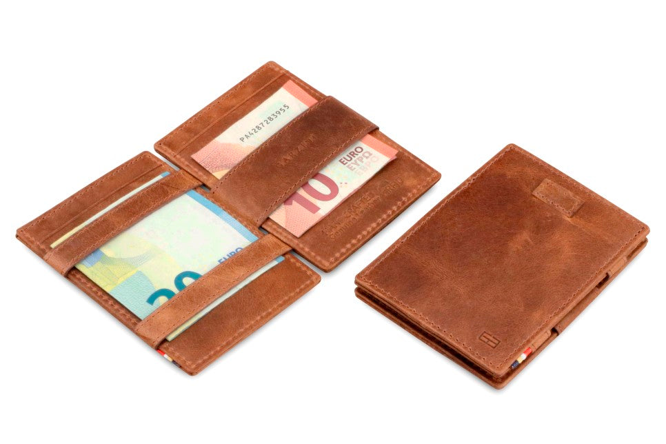 Portefeuille Magique RFID Cuir Pochettes Cartes Brossé - Garzini - Brun - 5