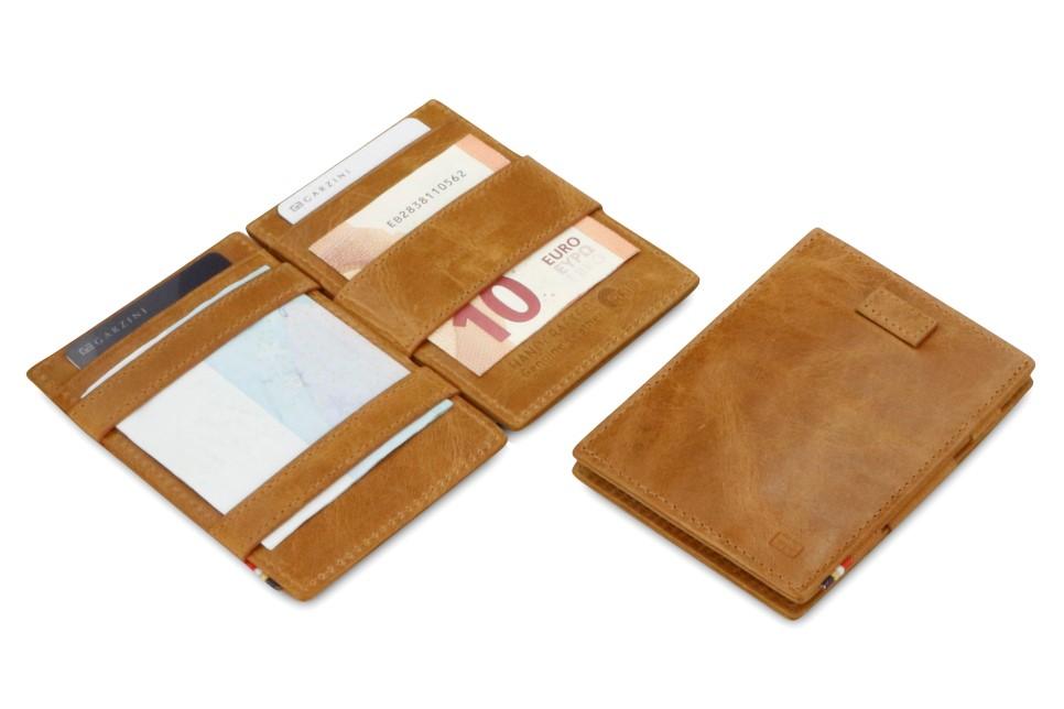 Portefeuille Magique RFID Cuir Pochettes Cartes Brossé - Garzini - Cognac - 5